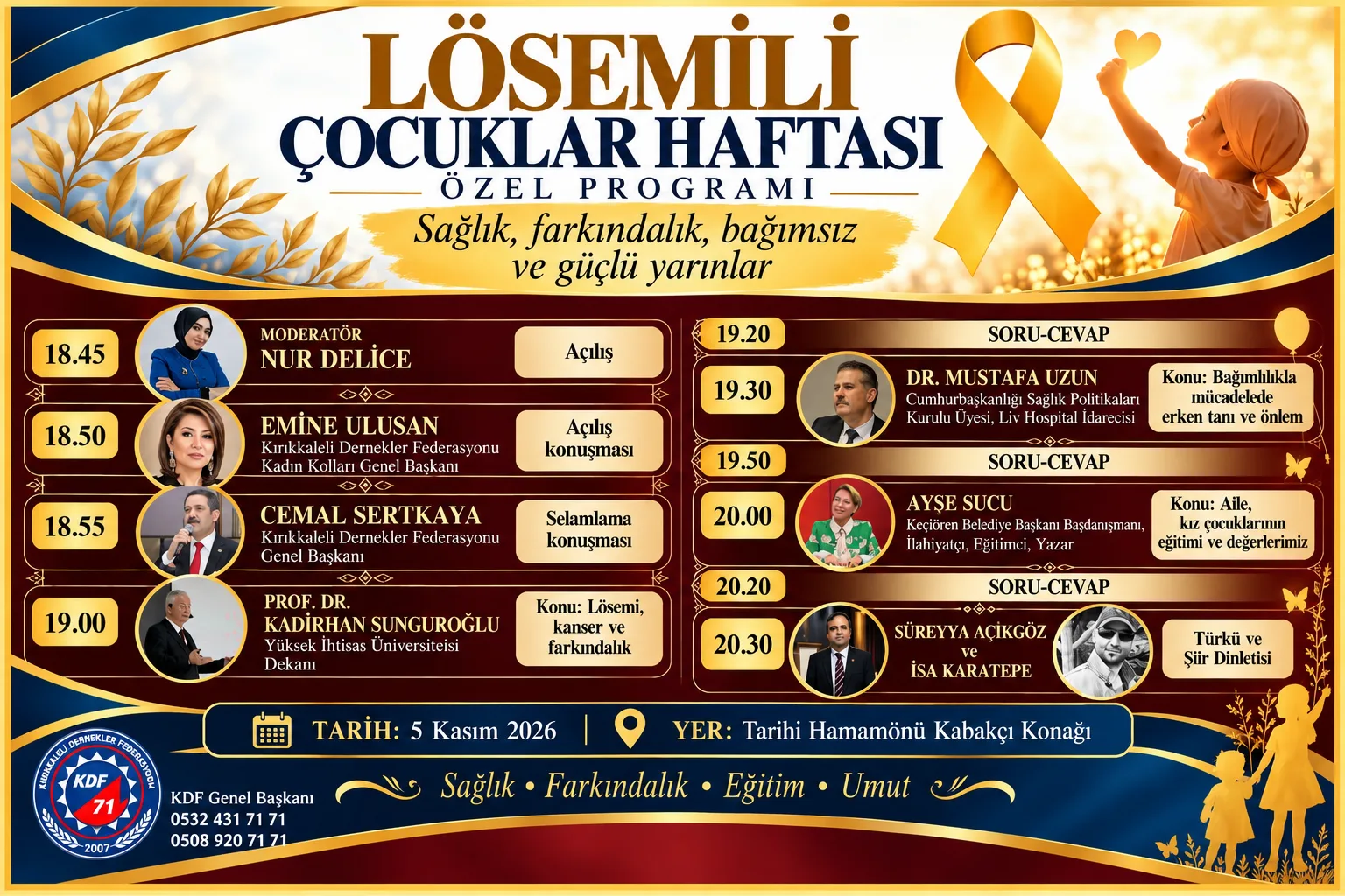 ANKARA HAMAMÖNÜ’NDE LÖSEMİLİ ÇOCUKLAR HAFTASI: KIRKKALİ DERNEKLER FEDERASYONU PROGRAMI